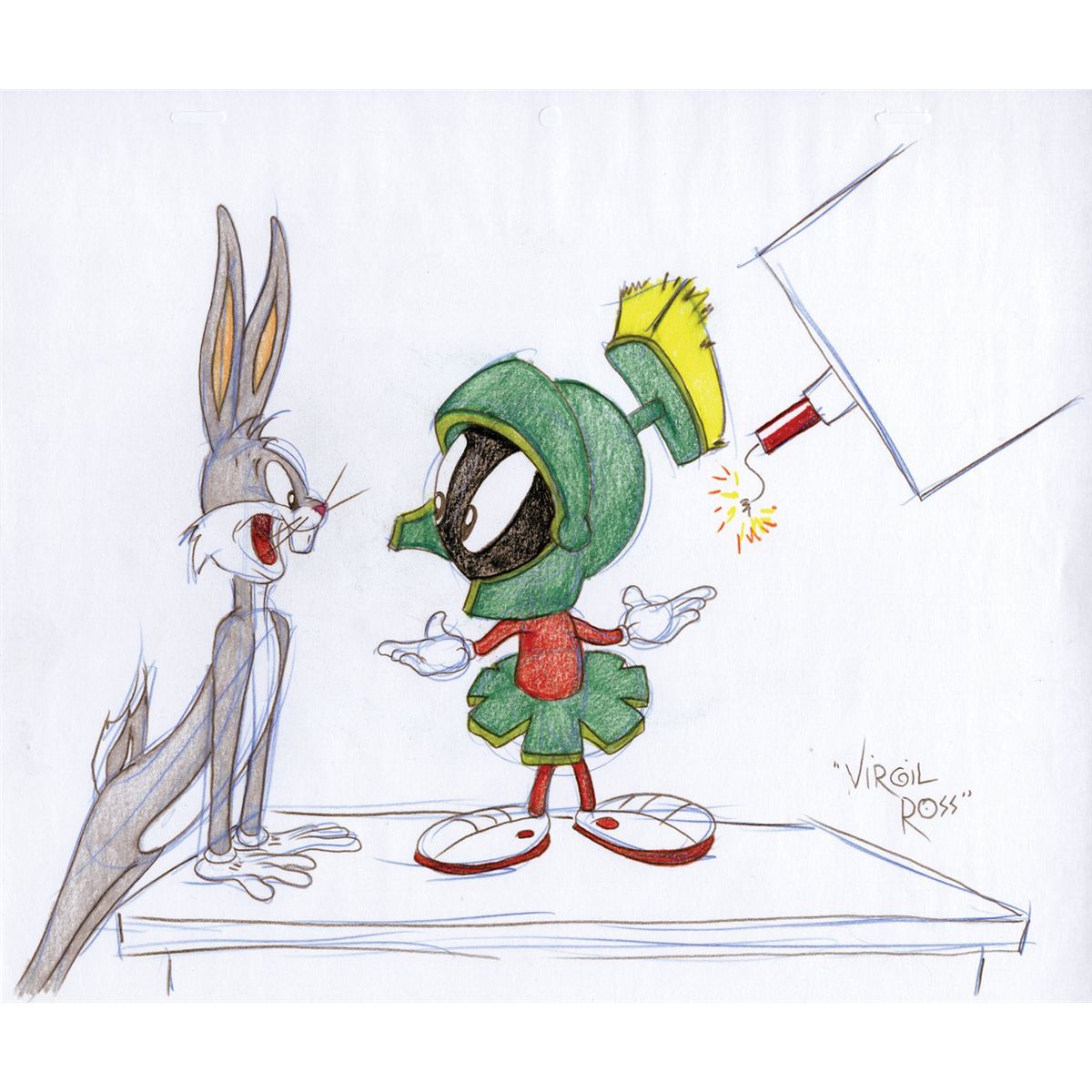 1200x1200 Bugs Bunny And Marvin The Martian Original Virgil Ross Drawing