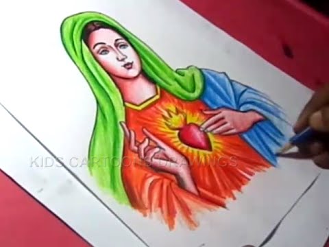 480x360 How To Draw Goddess Mary Matha Color Drawing Step By Step For Kids