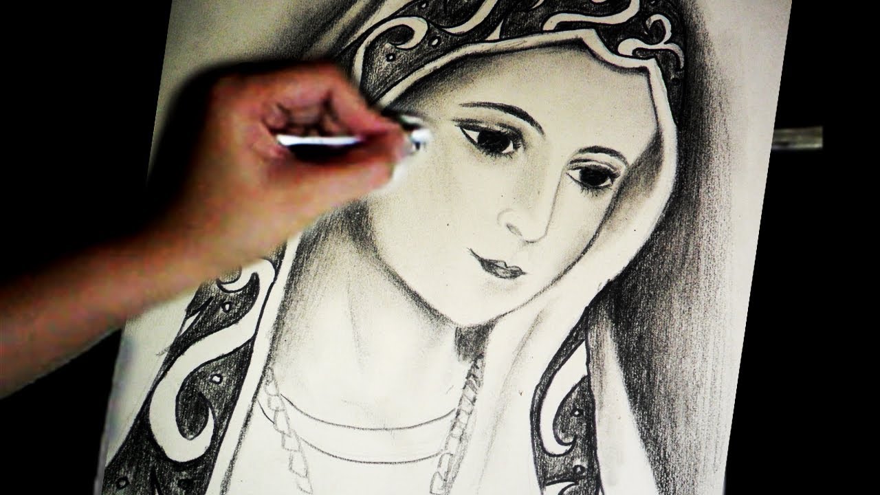 1280x720 Virgin Mary's Portrait Pencil Speed Drawing By Joecymijares