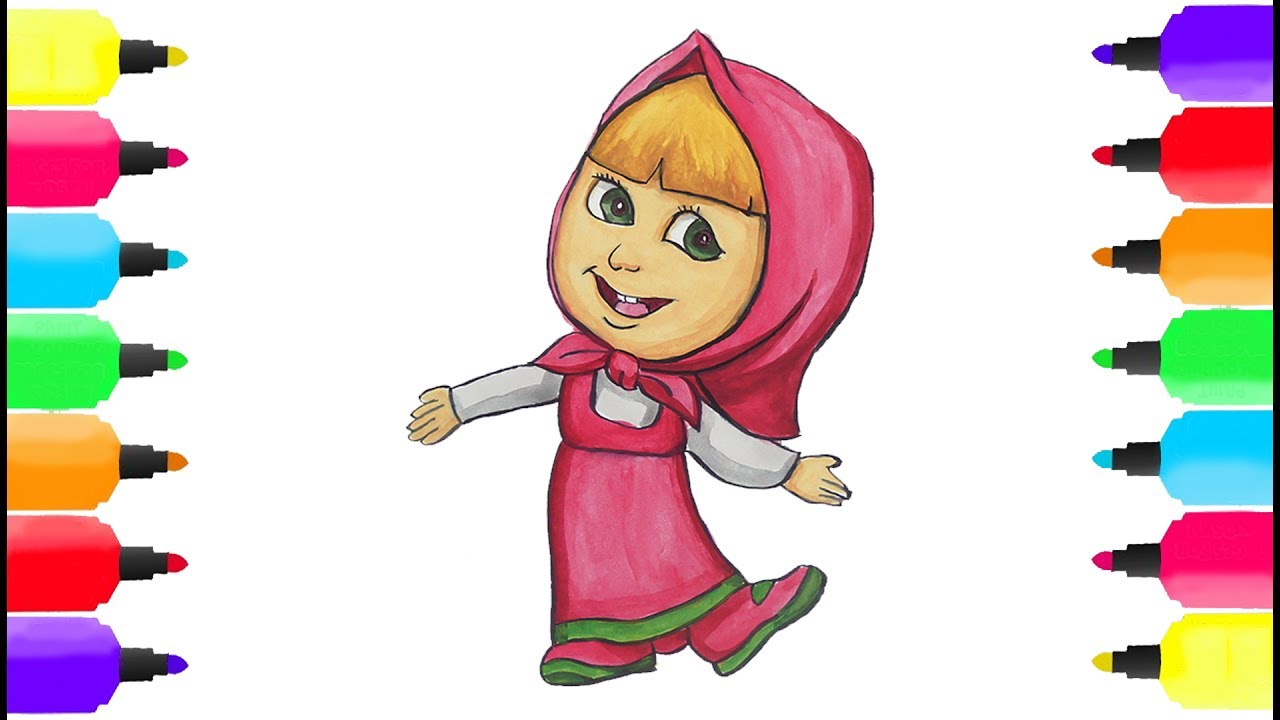 1280x720 How To Draw Masha From Masha And The Bear Drawing And Coloring