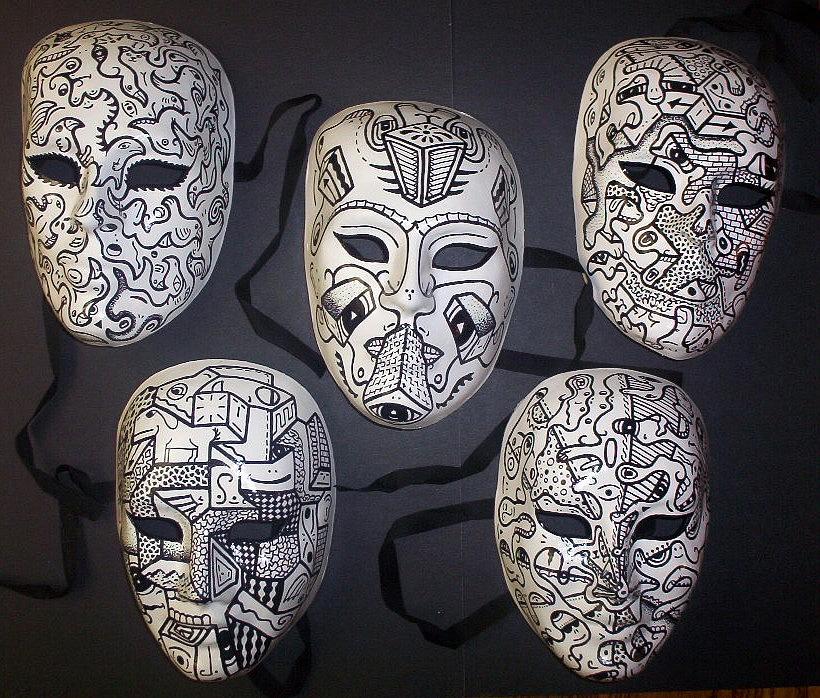 820x698 Various Masks Drawing By Kelin Kreider