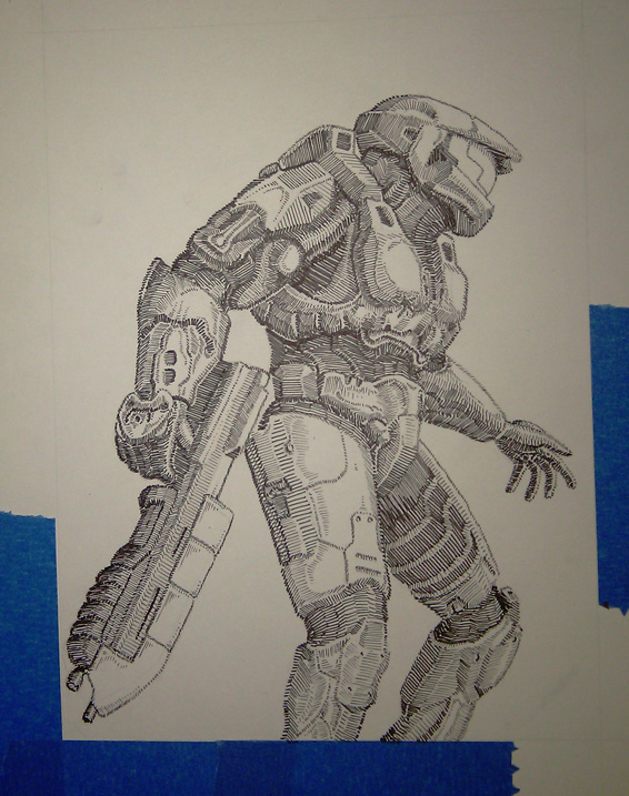 566x717 Master Chief Line Drawing By Insanomonkey