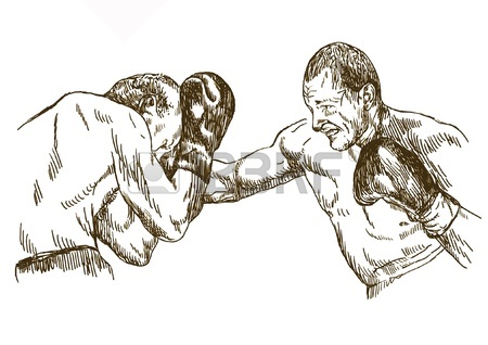 450x318 Boxing Match, Hand Drawing Converted Into Royalty Free Cliparts