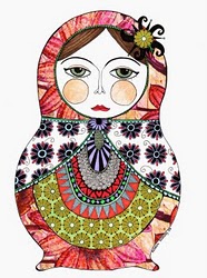186x250 Very Cool Folk Art Piece. Russian Nesting Doll. Drawing. Painting