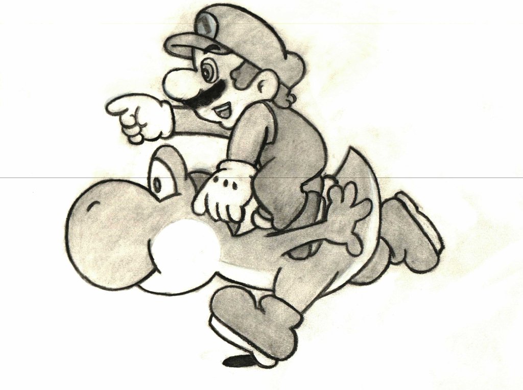 1024x763 My Drawing Of Mario And Yoshi. By Pxlcobit