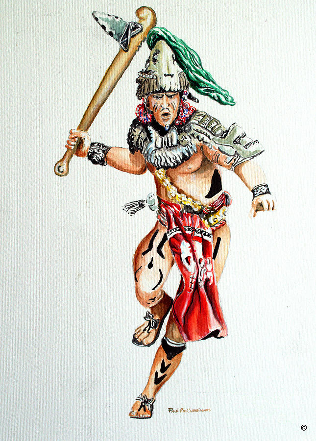645x900 Mayan Warrior Painting By Paul Sandilands