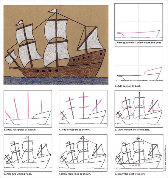 564x598 Draw A Mayflower Ship Art Activities And Coloured Pencils