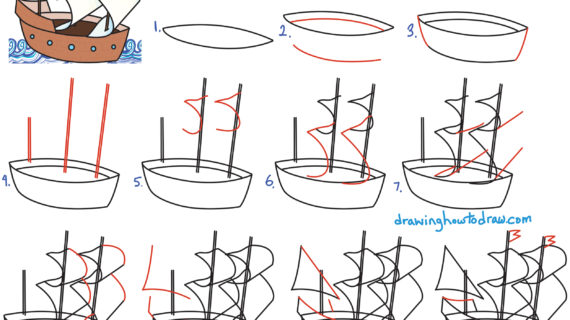 570x320 Simple Drawing Of A Ship How To Draw Cartoon Mayflower Ship