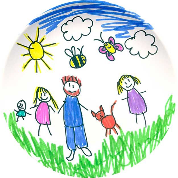 626x626 Photograph Of A Melamine Dinnerplate With A Child's Drawing On It