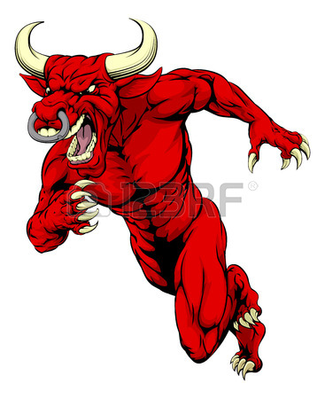 367x450 An Illustration Of A Mean Tough Looking Red Bull Sports Mascot