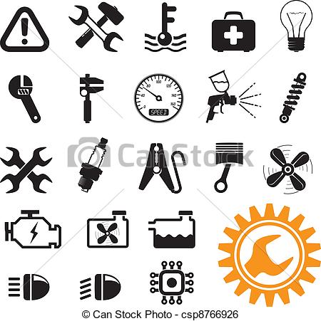 450x451 Green Energy Icons. Car Mechanic And Service Tools, Icon Set Clip