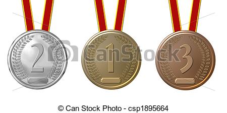 450x224 Set Of Sports Medals Isolated Drawing