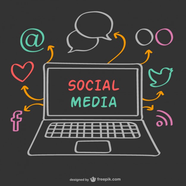 626x626 Chalk Laptop And Social Media Icons Vector Free Download