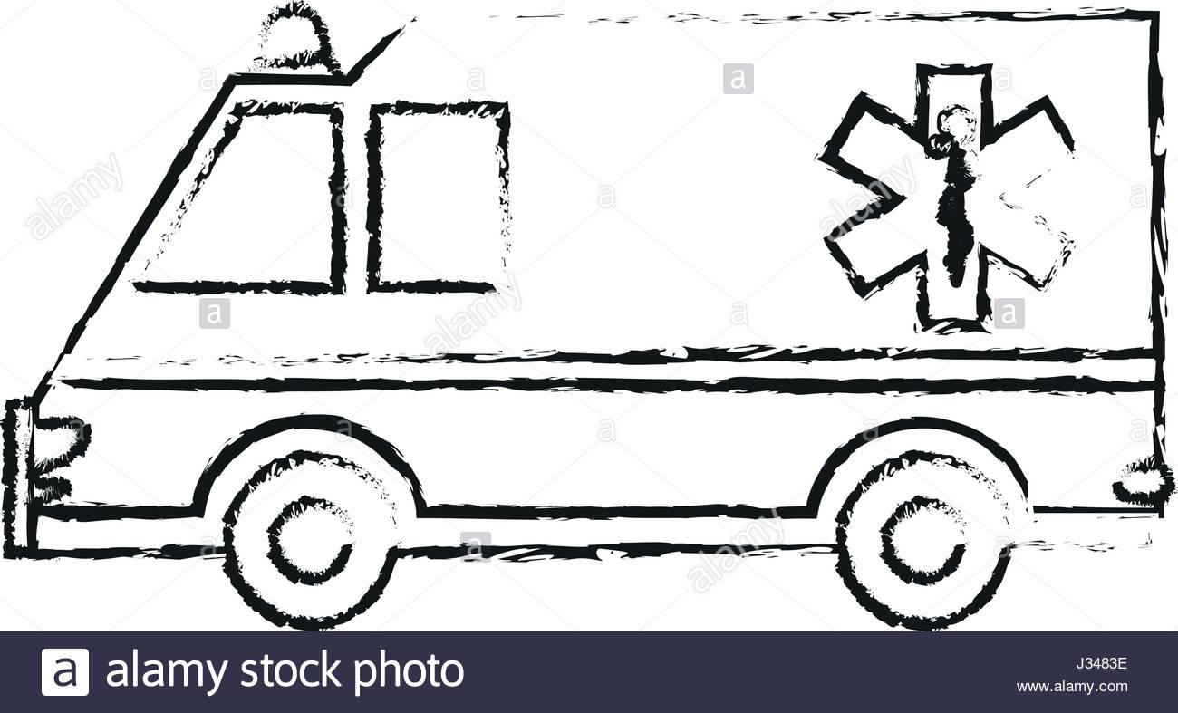 1300x787 Black Blurred Silhouette Cartoon Ambulance Truck With Medical
