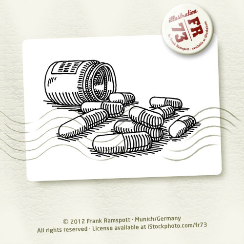 500x500 Bottle Medicine Pills Drawing Vector Illustration. 2012