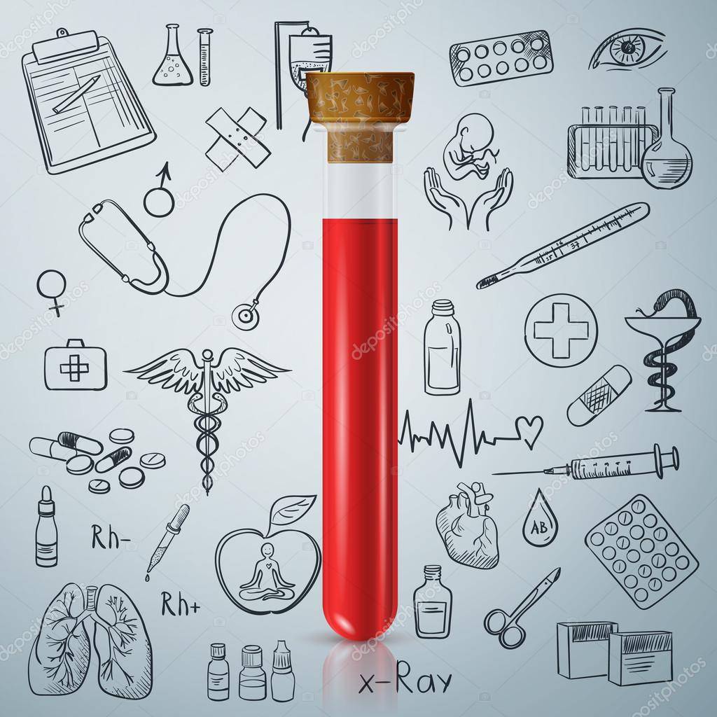 1024x1024 Test Tube And Hand Draw Medicine Icon Stock Vector Netkoff