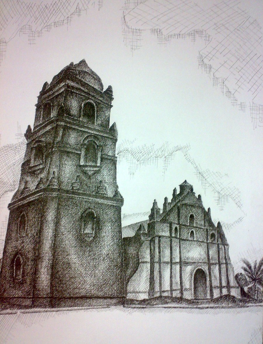 900x1176 Paoay Church In Pen And Ink By Immortalityinsilence