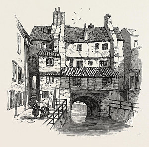 300x295 Lincoln Old Houses, Uk Drawing By English School