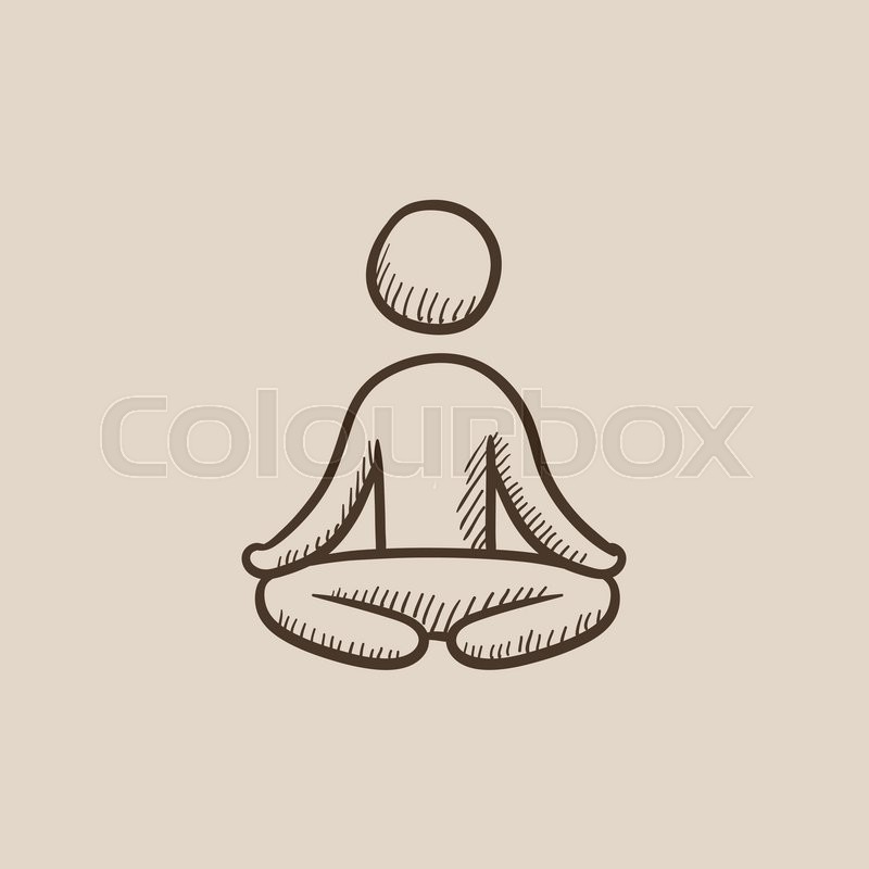 800x800 A Man Meditating In Lotus Pose Sketch Icon For Web, Mobile