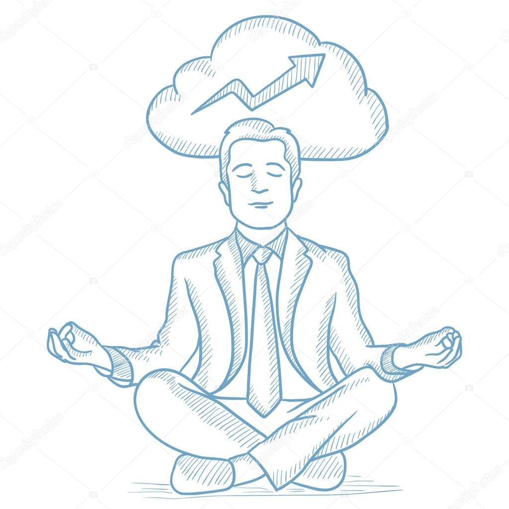 1024x1024 Peaceful Businessman Meditating. Stock Vector Rastudio