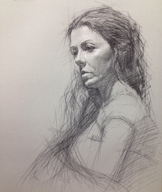 550x652 This Is A Figure Drawing Of A Woman Slightly Staring Down.