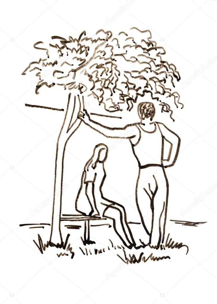 730x1023 Meeting.old Drawing. Stock Photo Nikpul1