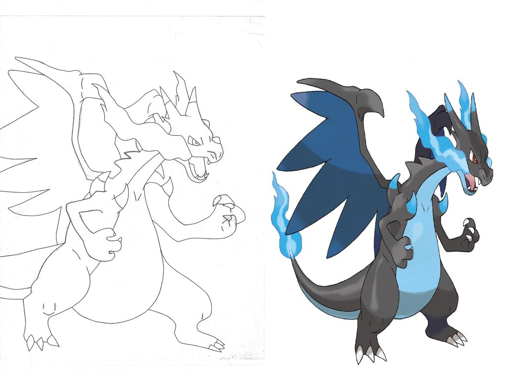 1024x761 Mega Charizard X Lineart And Official Comparison By