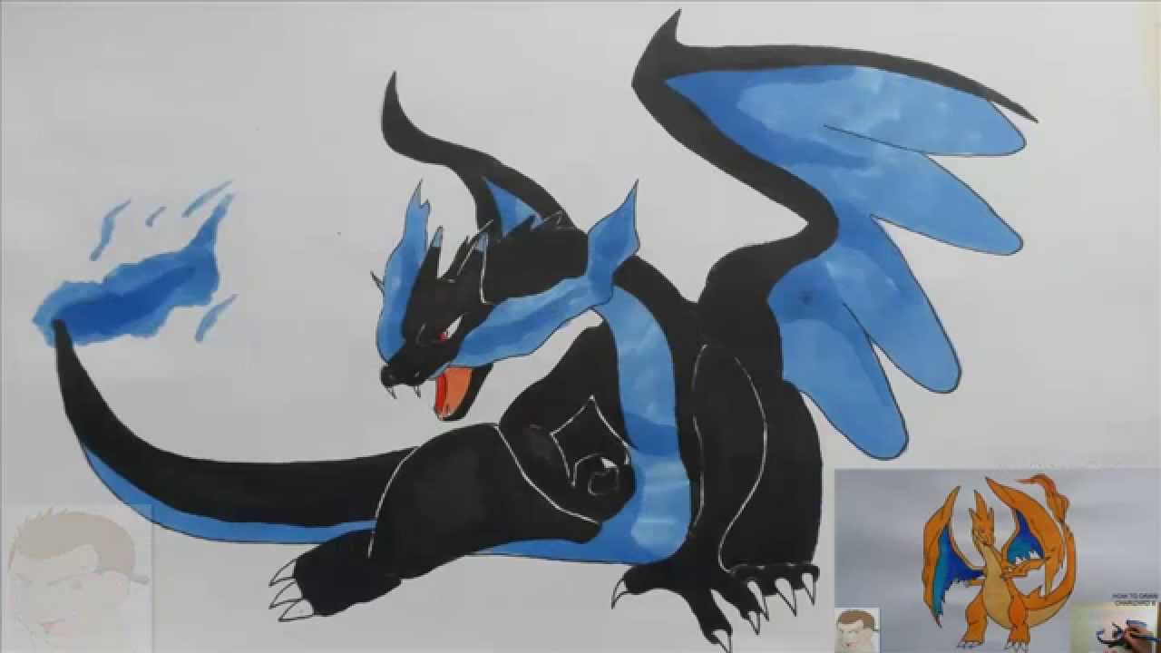 1280x720 How To Draw Mega Charizard X Pokemon Step By Step Tutorial Full