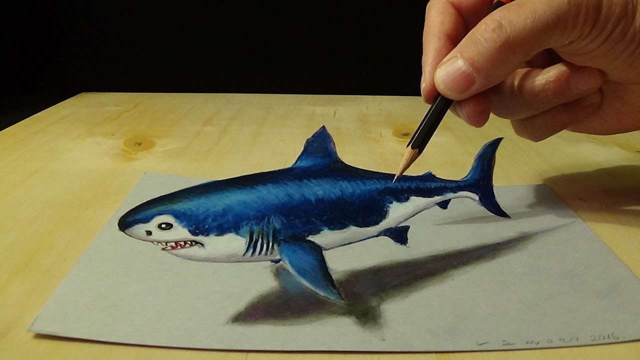 1280x720 Drawing 3d Shark