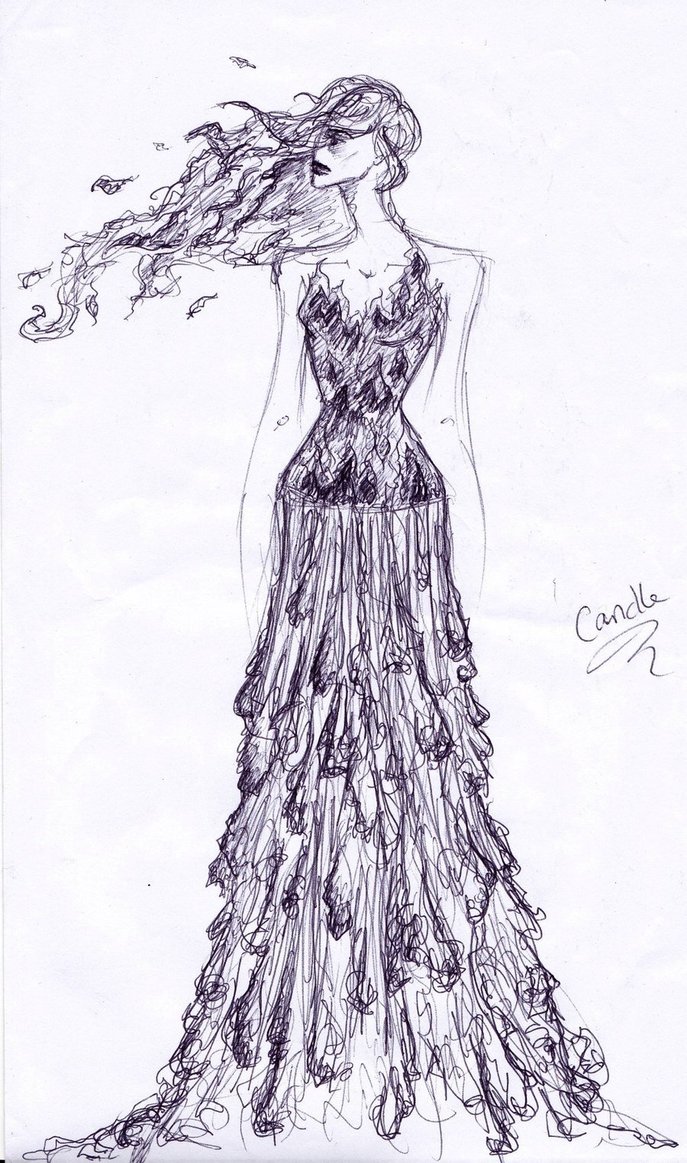 687x1163 Melting Candle Dress Sketch By Autumnprincess