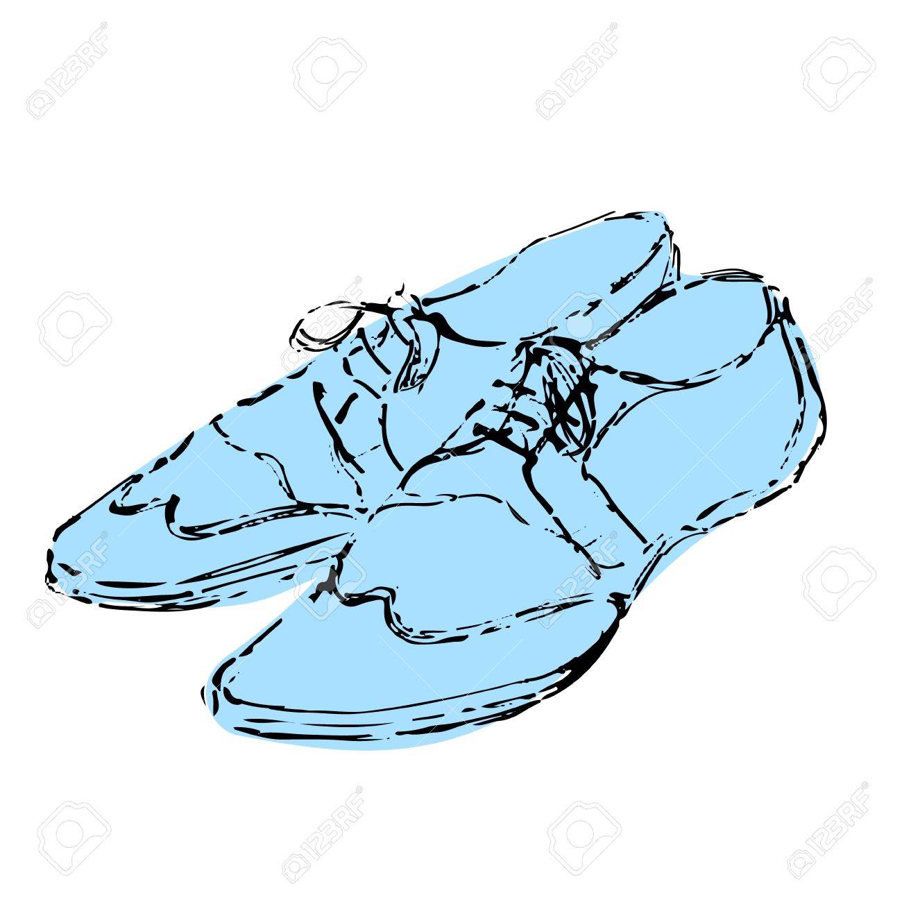 1300x1300 Mens Fancy Blue Shoes Hand Drawn Sketch On White Background
