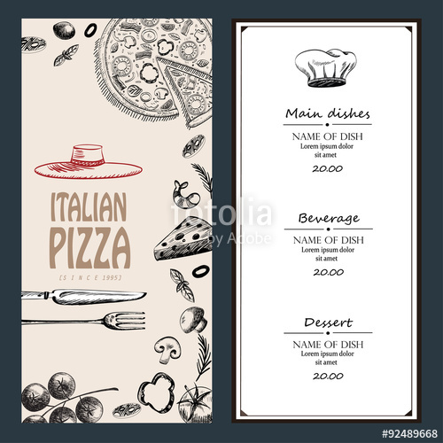 500x500 Pizza Italian With Raw Material Food Design Menu Brochure