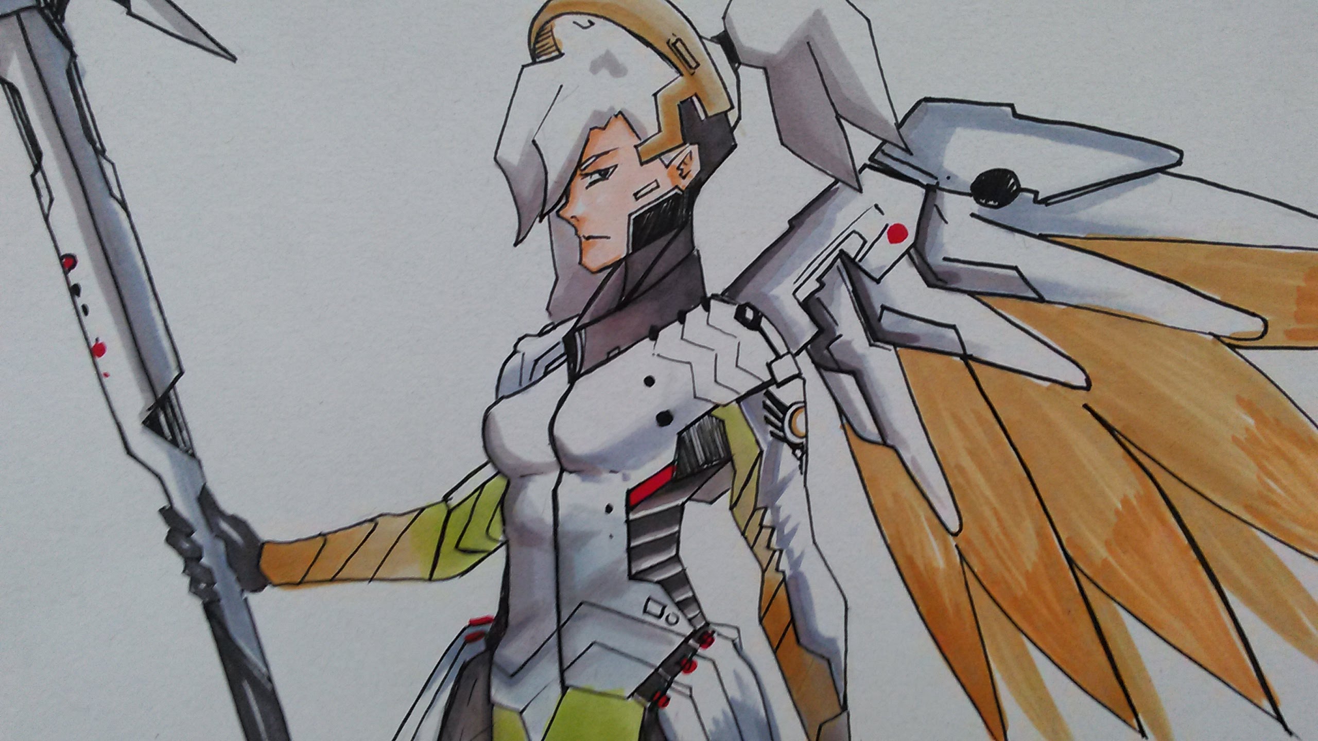 2560x1440 Drawing Mercy From Overwatch