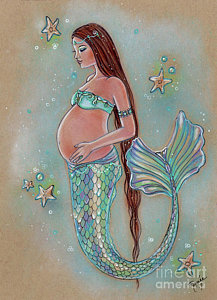 217x300 A Wish Upon A Falling Starfish Mermaid Drawing By Renee Lavoie