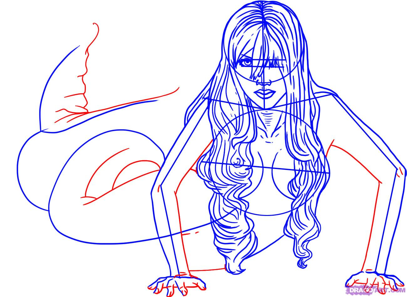 1300x949 Mermaid Drawing Step By Step How To Draw A Mermaid Step By Step