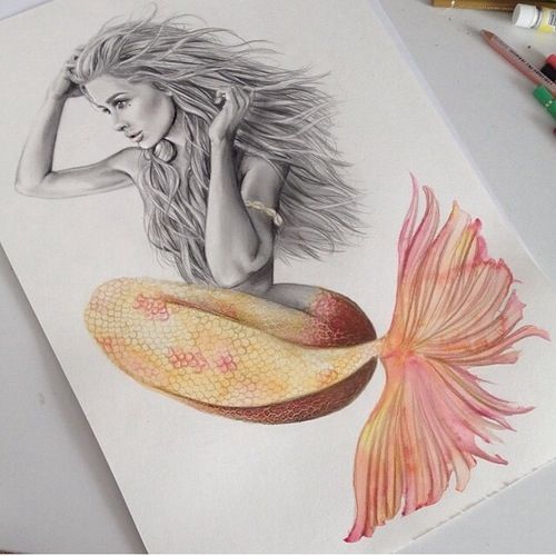 500x500 Drawn Mermaid Realistic Many Interesting Cliparts