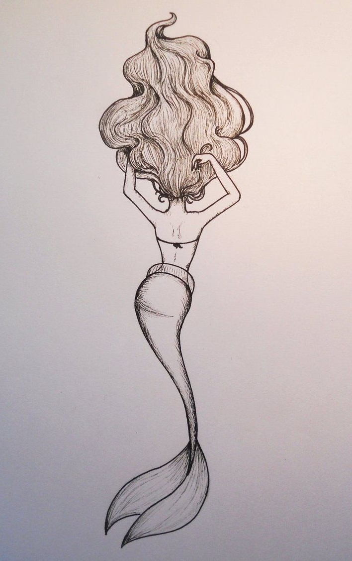 708x1127 Easy Paintings To Draw With Pencil Best Mermaid Sketch Ideas