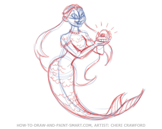 550x437 How To Draw Mermaids