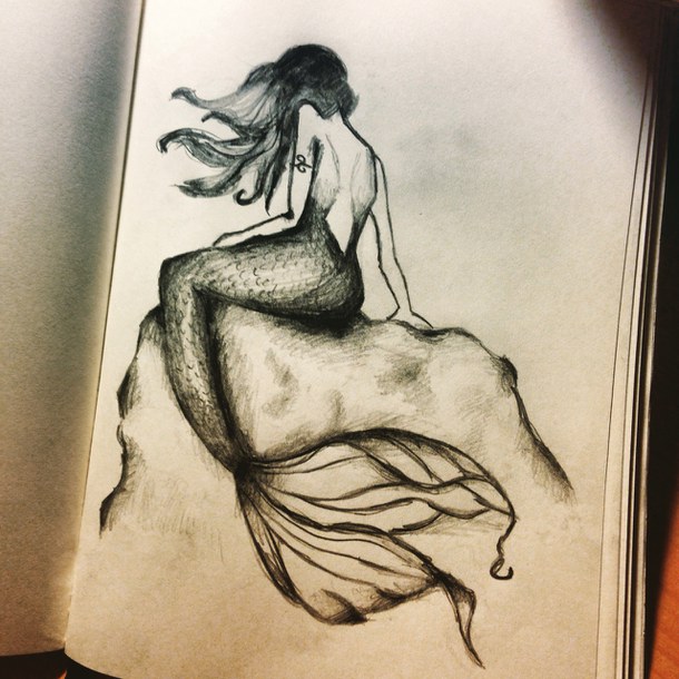 610x610 Art, Draw, Drawing, Mermaid