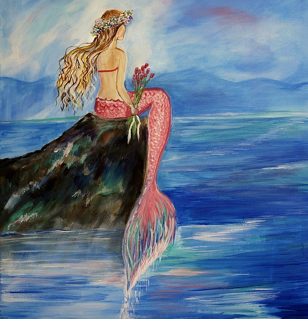 Mermaid Sitting On A Rock Drawing at GetDrawings | Free download