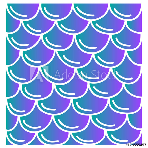 500x500 Mermaid Tail Pattern, Turquoise And Violet Vector Illustration