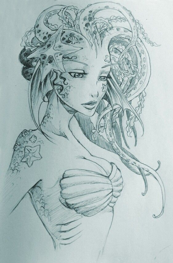 562x853 Image Result For Mermaid Rising Line Drawing Mermaids