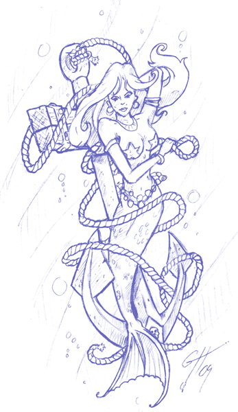 347x600 Mermaid Tattoo Sketch By Themacrat