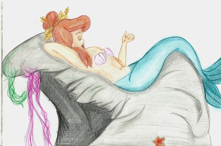 900x596 Mermaid Lagoon Drawing By Iranaa