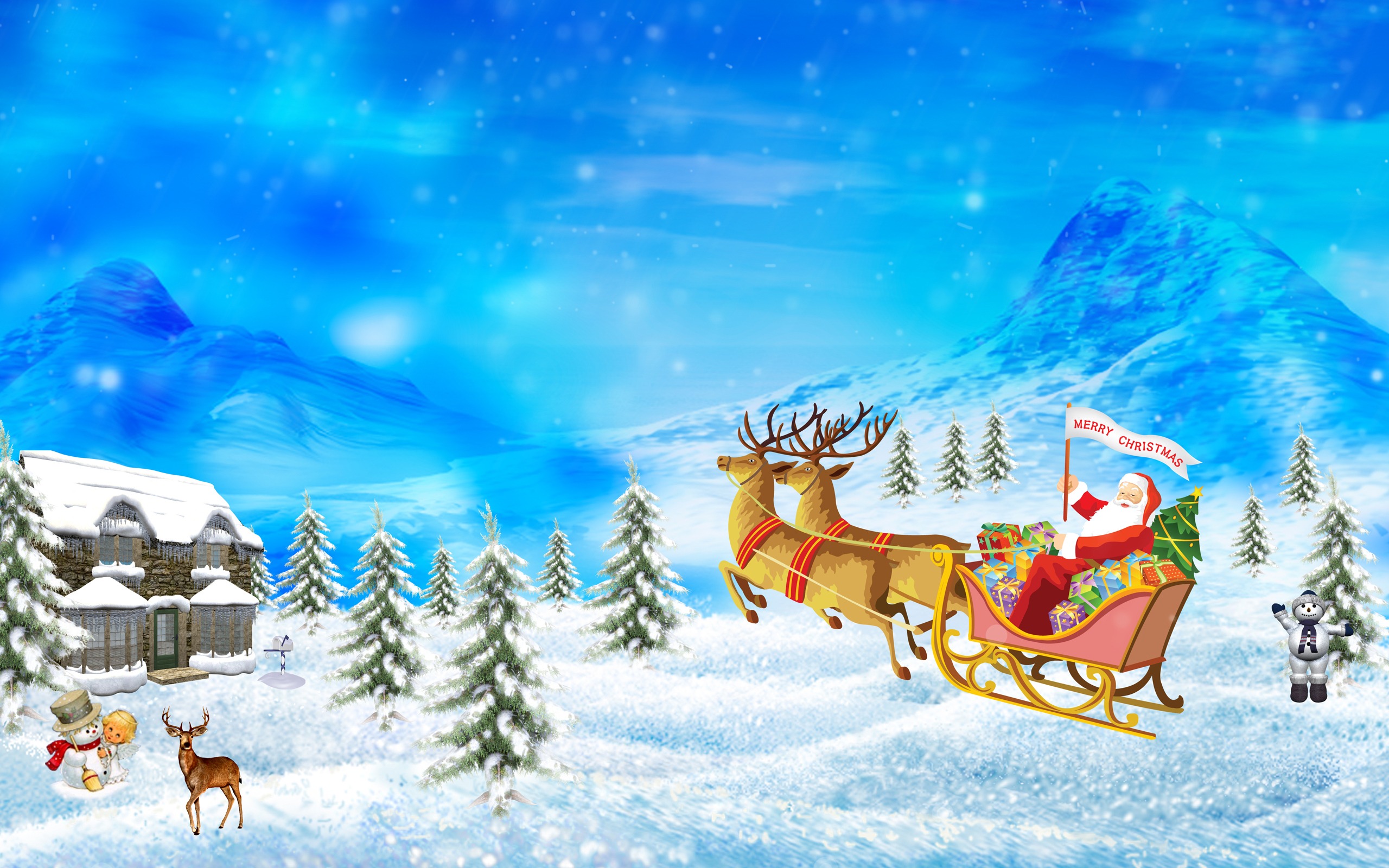 2560x1600 Merry Christmas Drawing Wallpaper Christmas Holidays Wallpapers