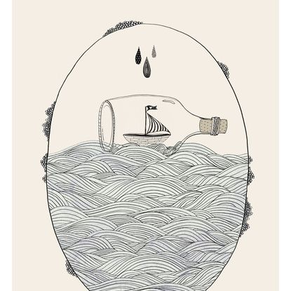 415x415 Draw Waves Message In A Bottle Tattoo Ideas Bottle