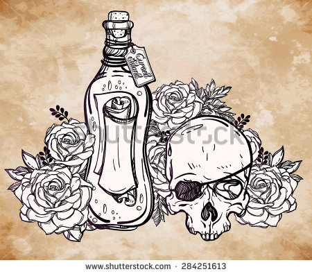 450x395 Message In A Bottle (Letter Wrapped In A Bottle) With Pirate Scull