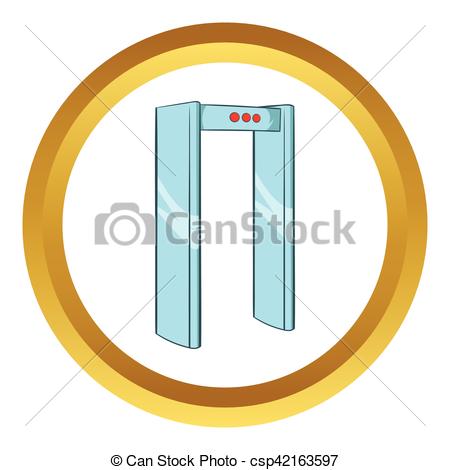 450x470 Metal Detector Vector Icon In Golden Circle, Cartoon Style Eps