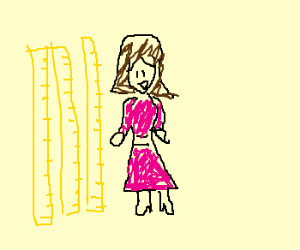 300x250 Woman Happy With Three Meter Sticks (Drawing By K Polaris)