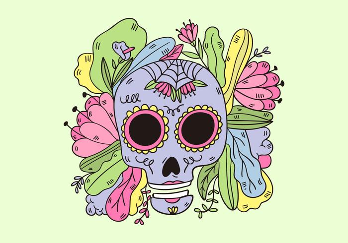 700x490 Cute Sugar Skull With Leaves And Flowers Mexican Culture